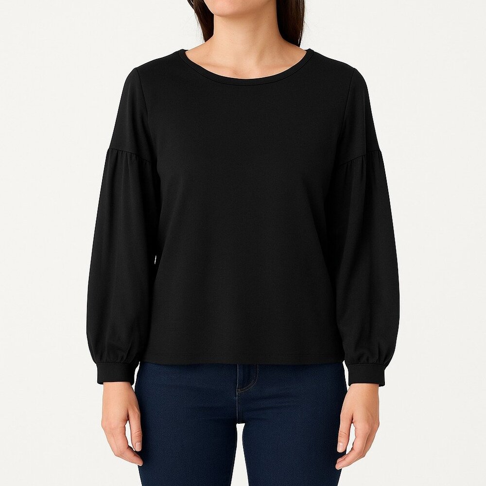 Shop Basic USA Black Long Sleeve Pullover Top Women’s Size S Classic Minimalist